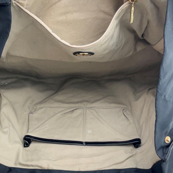 Tory Burch Ella Patent Shoulder Tote Bag Large Logo Black Patent Leather Used - Picture 4 of 5